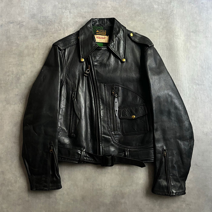 VINTAGE 40-50's HERCULES D-POCKET Horsehide Motor Cycle JACKET 40