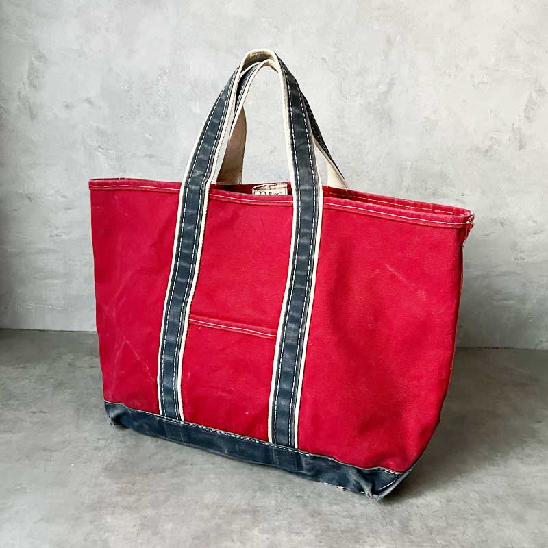 80'S L.L.BEAN Deluxe Tote Bag NAVY/RED LARGE Made in USA 80年代