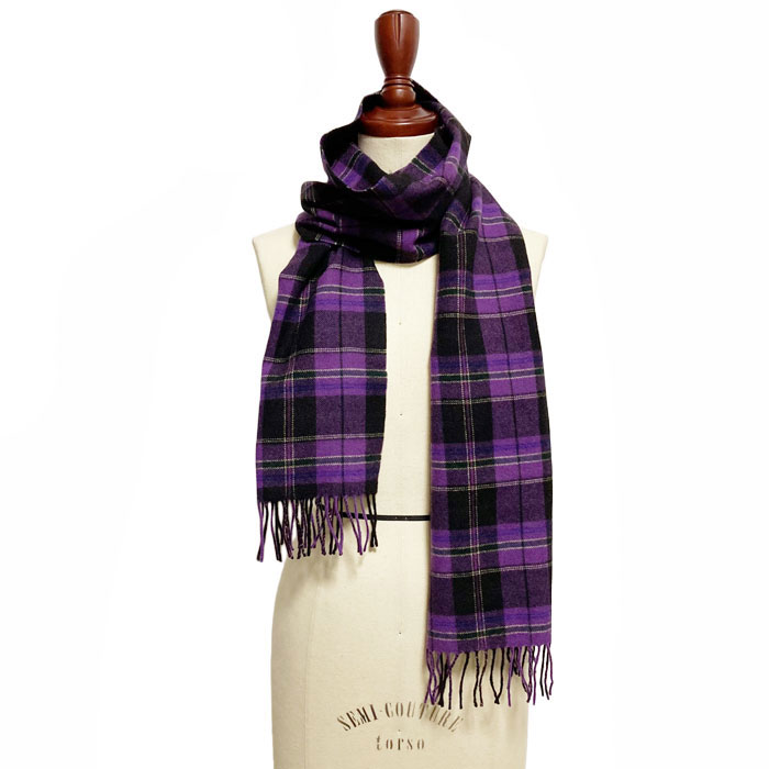 ラルフローレン パープルレーベル カシミア チェック柄 マフラー