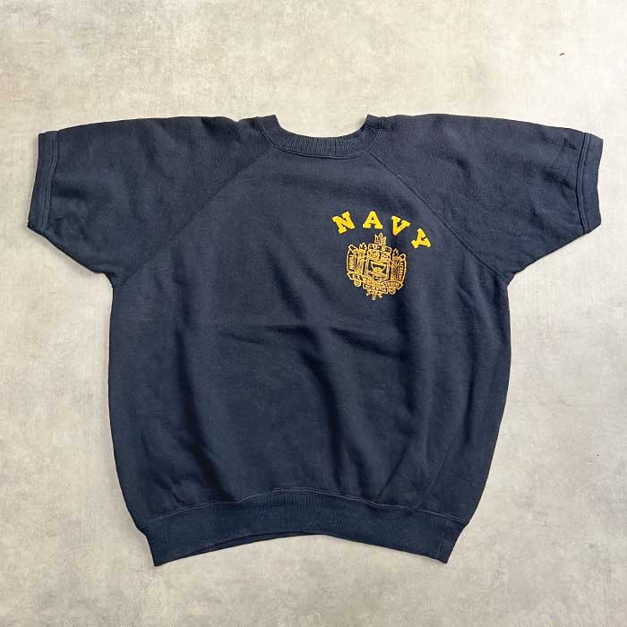 VINTAGE 60's U.S NAVY SHORT SLEEVE SWEAT SHIRTS NAVY/XL 60年代
