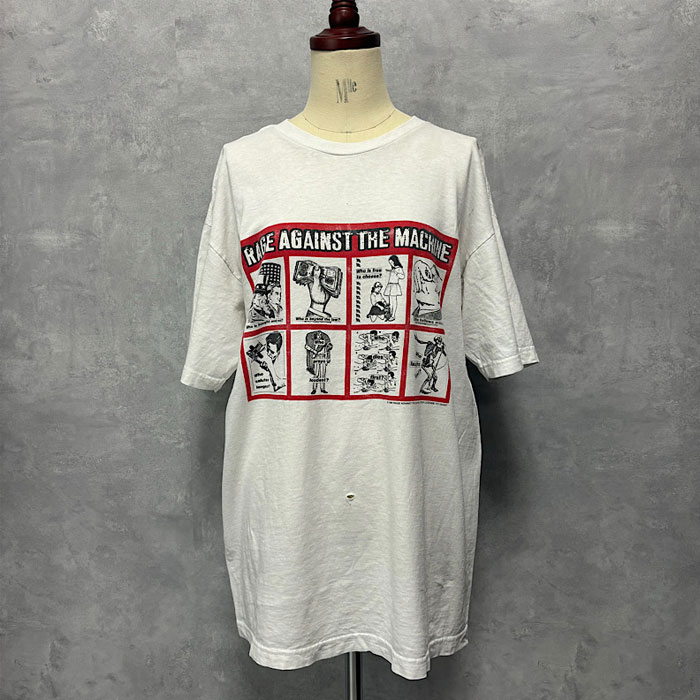 90's RAGE AGAINST THE MACHINE Barbara Kruger T-SHIRT WHITE/L 90
