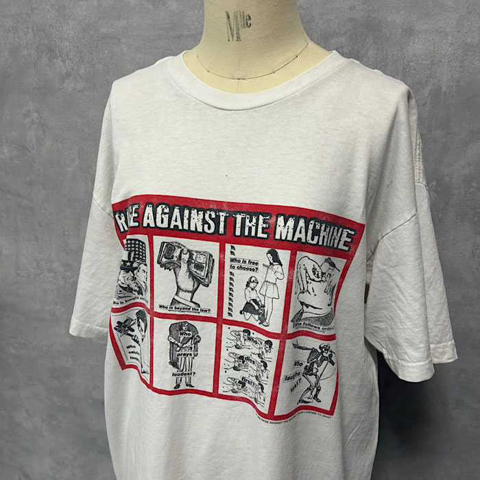 90's RAGE AGAINST THE MACHINE Barbara Kruger T-SHIRT WHITE/L 90