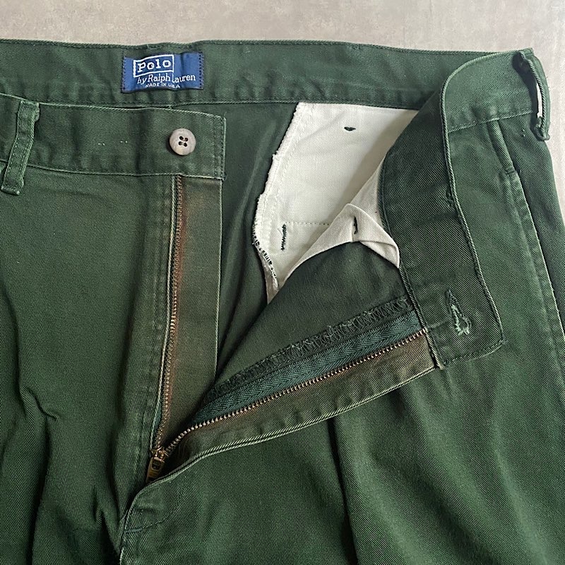 90's POLO by Ralph Lauren Chino Trousers Made in USA Forest Green