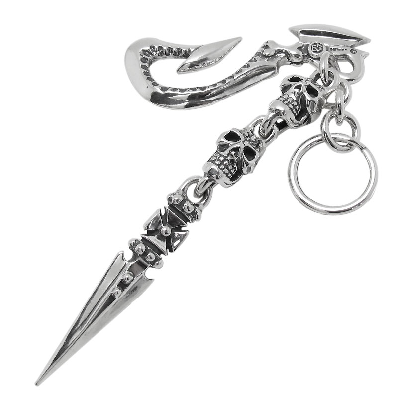 HOOK WITH 2 SKULL LINKS AND DAGGER KEY CHAIN | キーチェーン