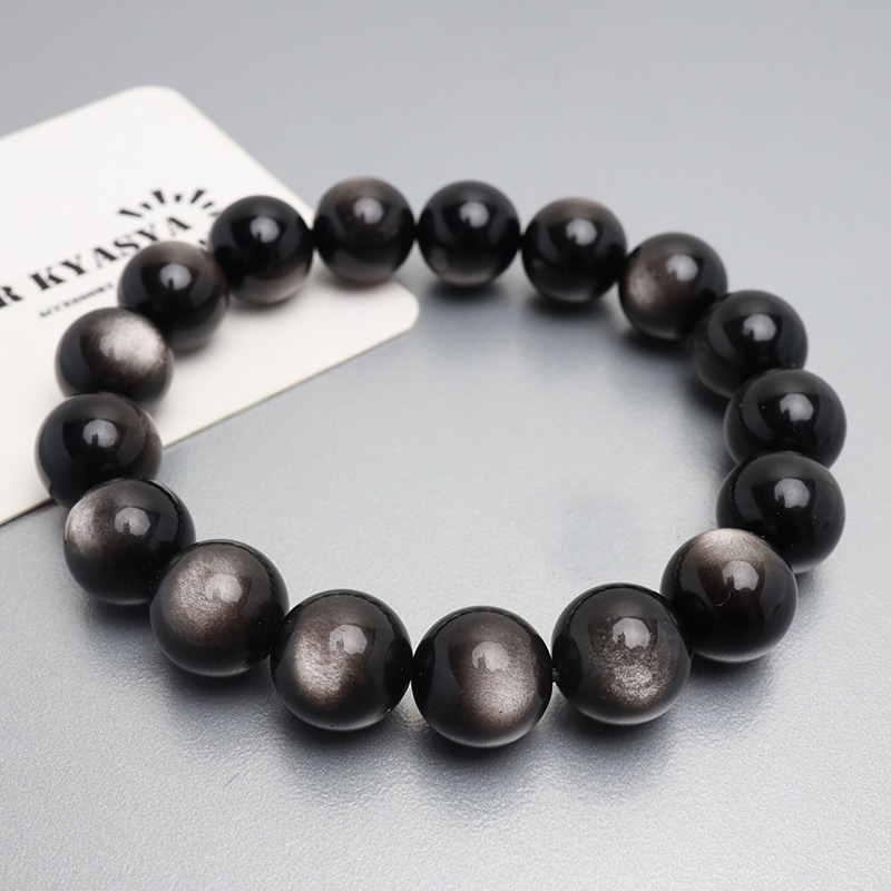 天然シルバーオブシディアンブレス 12mm [b865-12mm] | ブレスレット