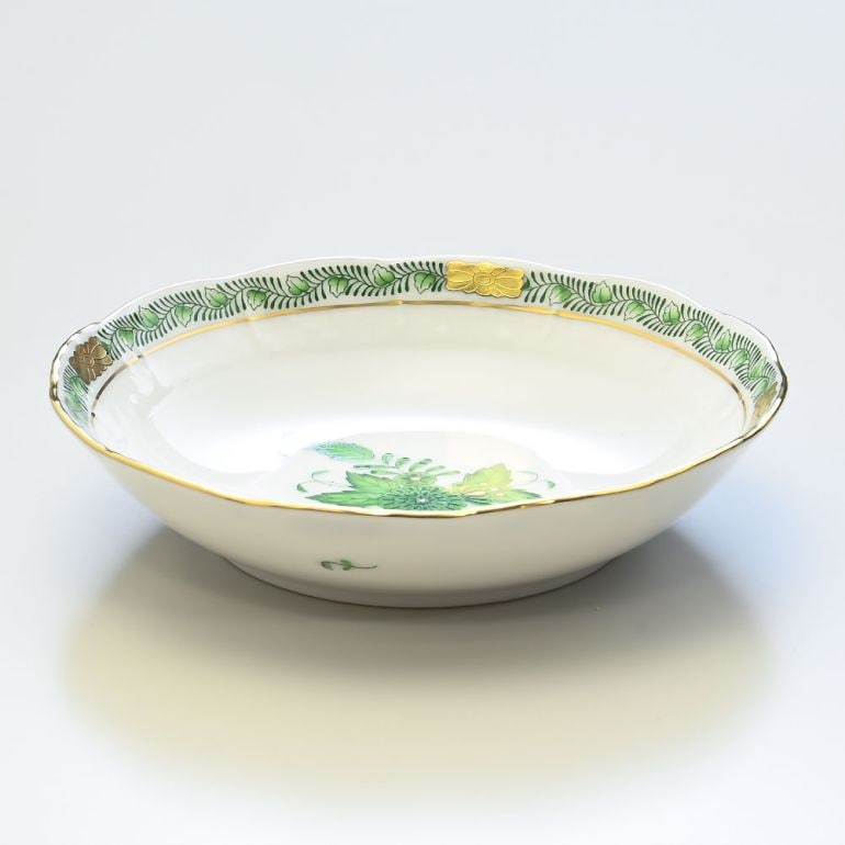 ヘレンド フルーツボウル アポニーグリーン 洋食器 手描き 13.5cm