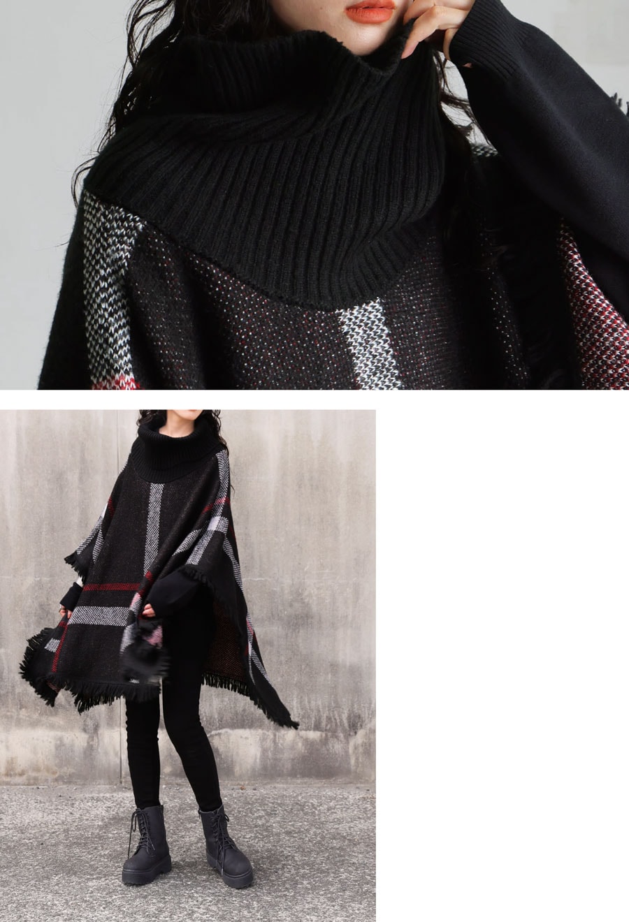 チェック柄 2WAY ポンチョ スカート レディース 送料無料・再入荷