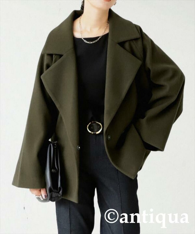 ビッグカラー ショートジャケット レディース アウター 送料無料