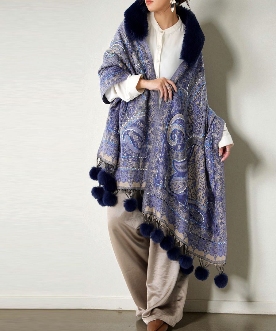 LANVIN アイボリー ファーストールポンチョスカーフ SALE‼️1-15まで