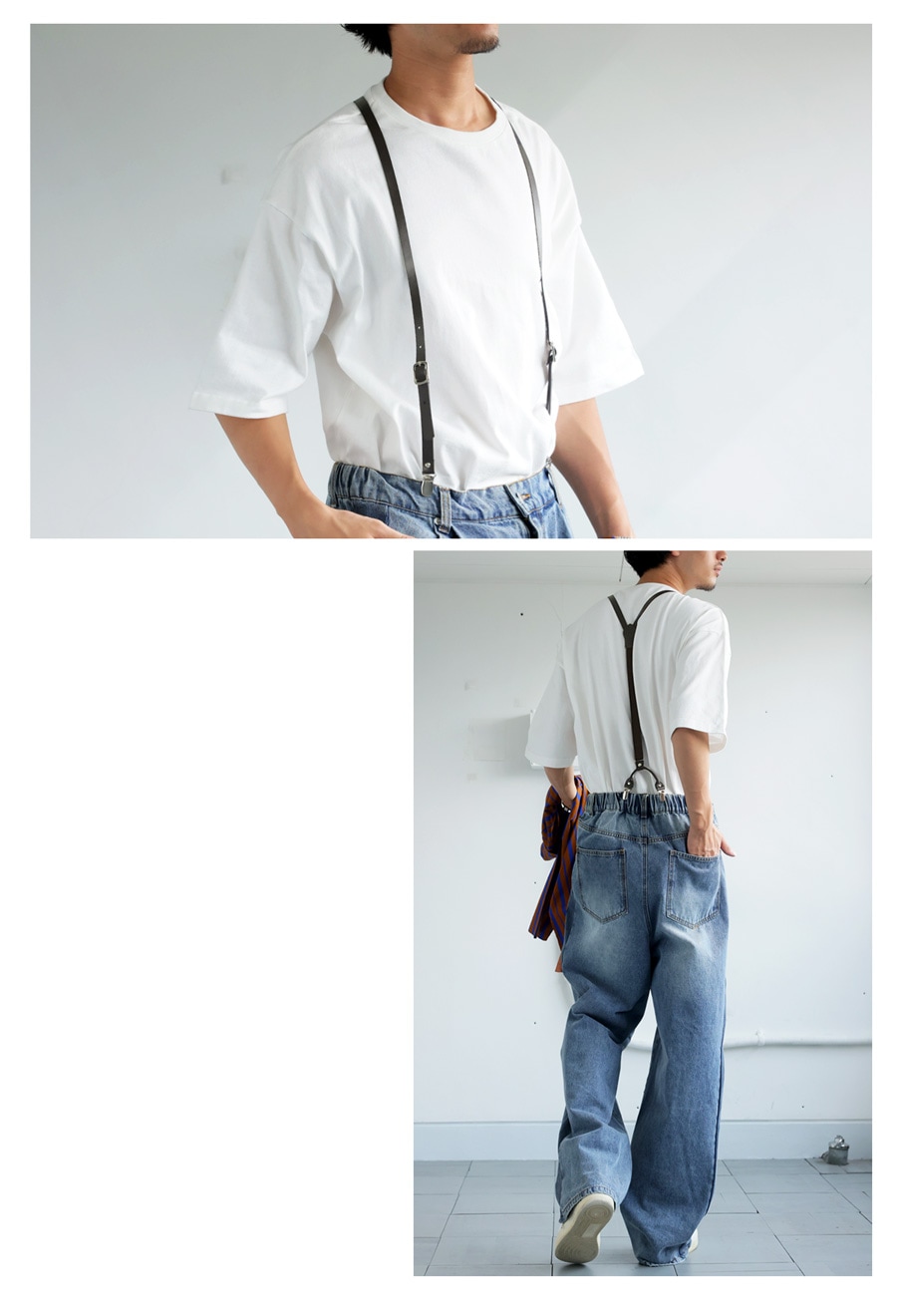 emic etic 革サスペンダーバギーパンツ emic etic 革サスペンダー