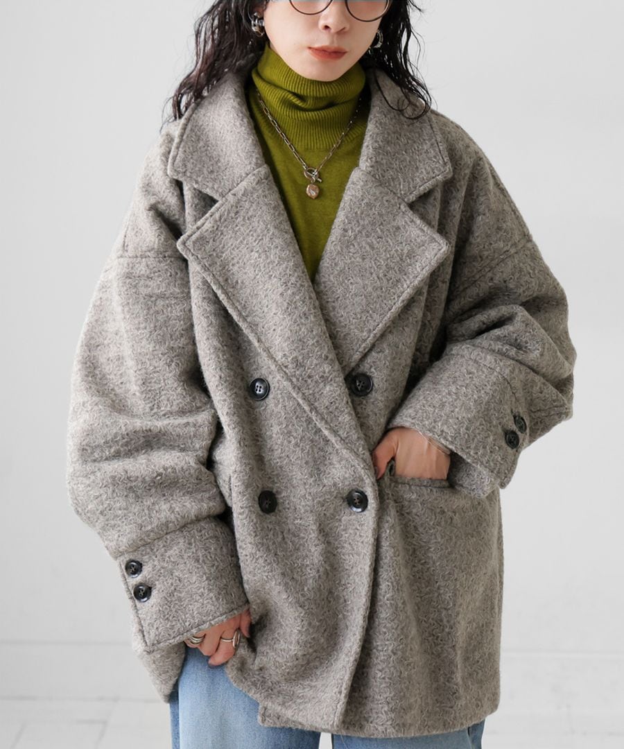 カールシャギー コート レディース アウター ミドル丈 送料無料・再