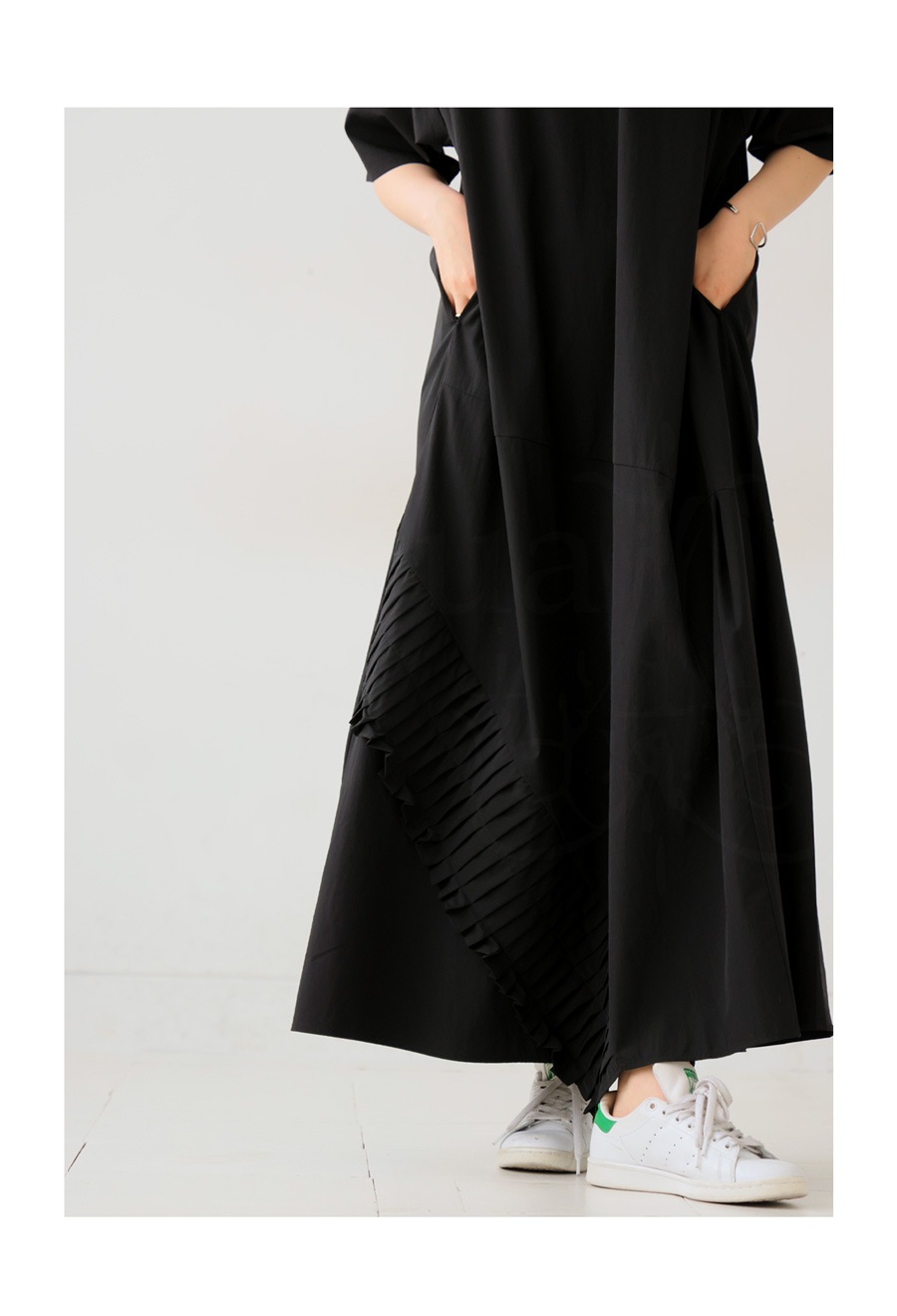 モードデザイン ワンピース レディース ロング 半袖 送料無料・(500