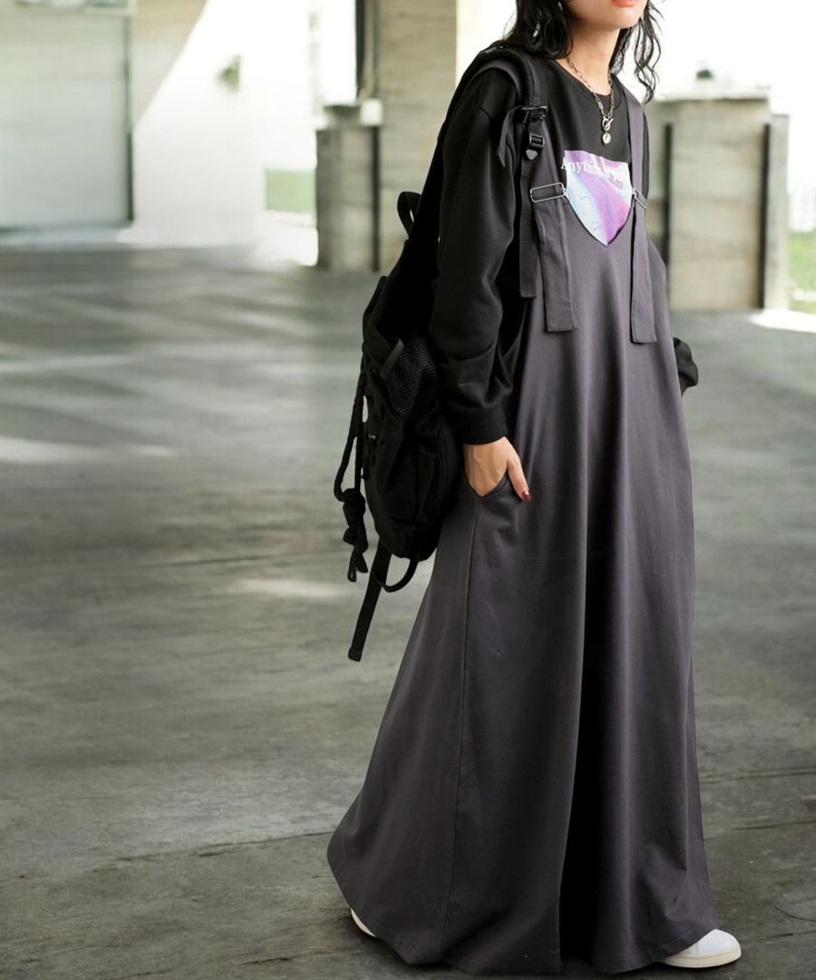 裏毛サロペットワンピース ワンピ レディース ロング 送料無料・再入荷