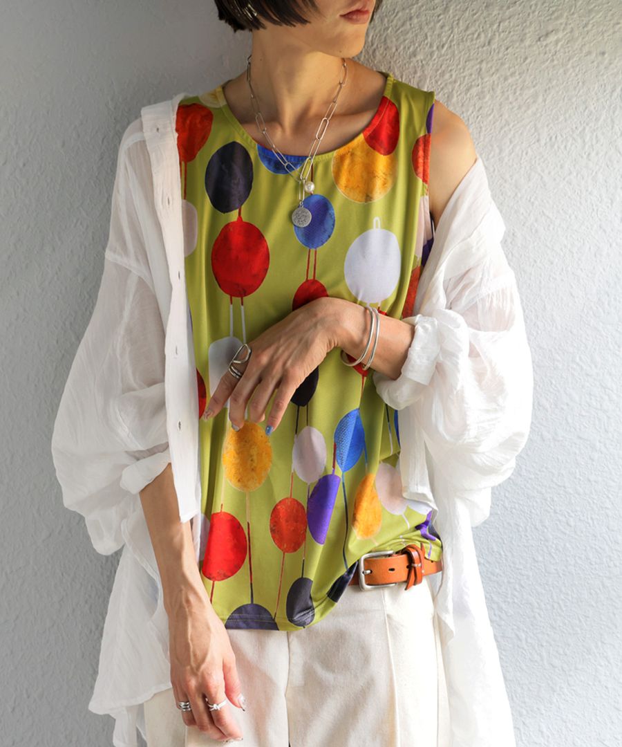 ドット柄 タンクトップ レディース トップス 水玉 送料無料・(50