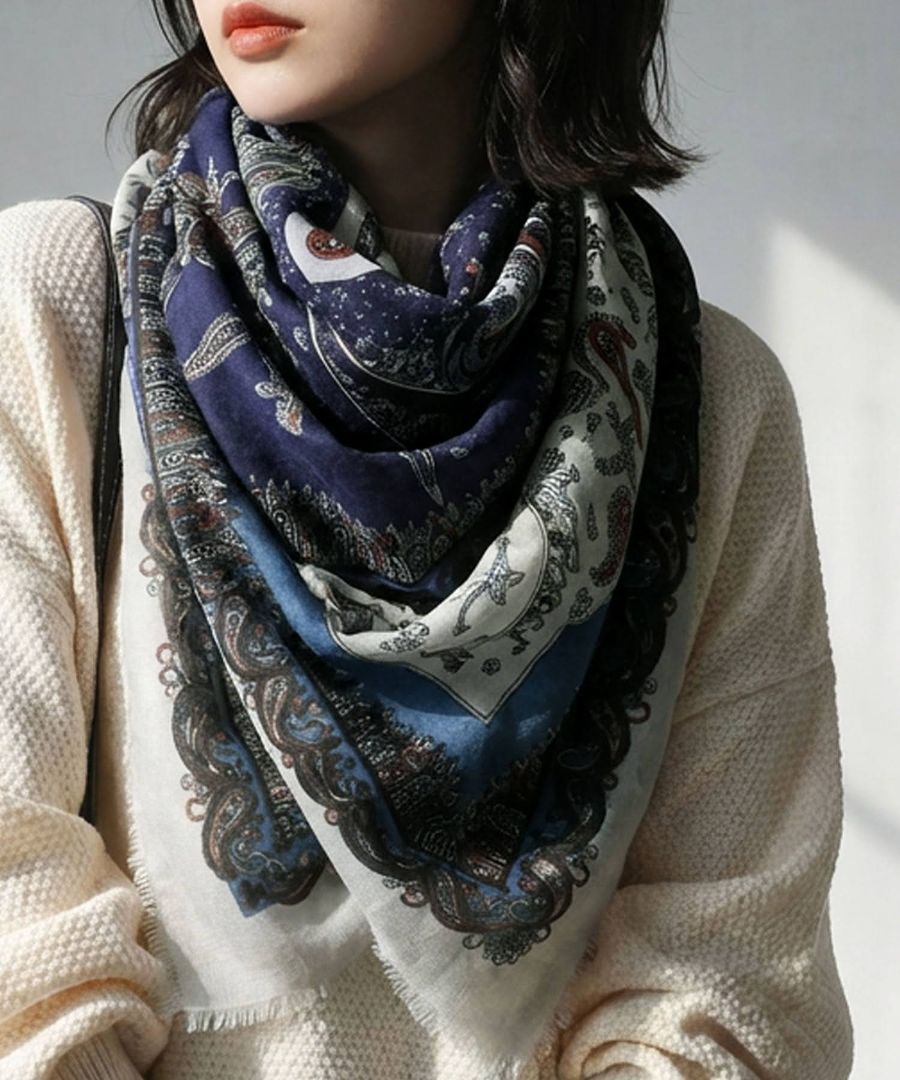 再入荷予定有!ペイズリー柄 大判ストール レディース スカーフ 送料