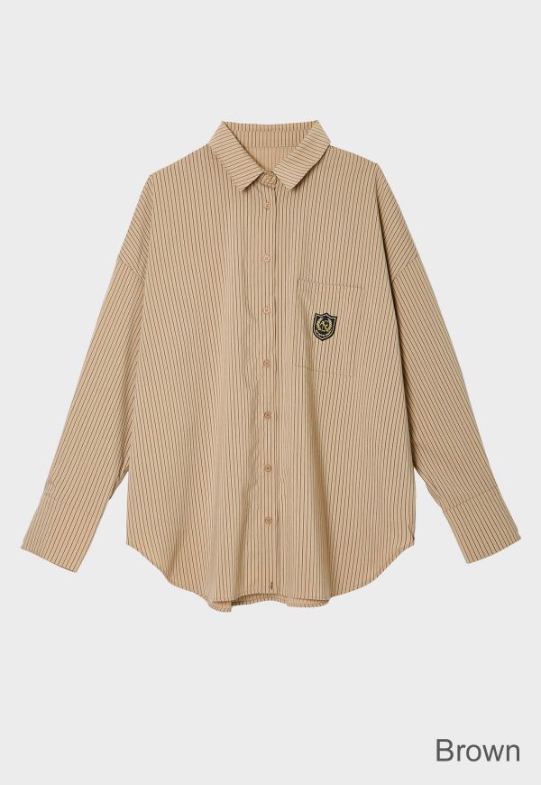 在庫なし】Stripe emblem Shirt/ストライプエンブレムシャツ