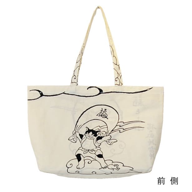 手ぬぐいエコバッグ「猫の風神雷神」｜麻布十番麻の葉オンラインショップ