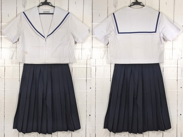 Z08 岐阜県 本荘中学校 夏服セーラー服+夏服スカート/yt4313【5XKE