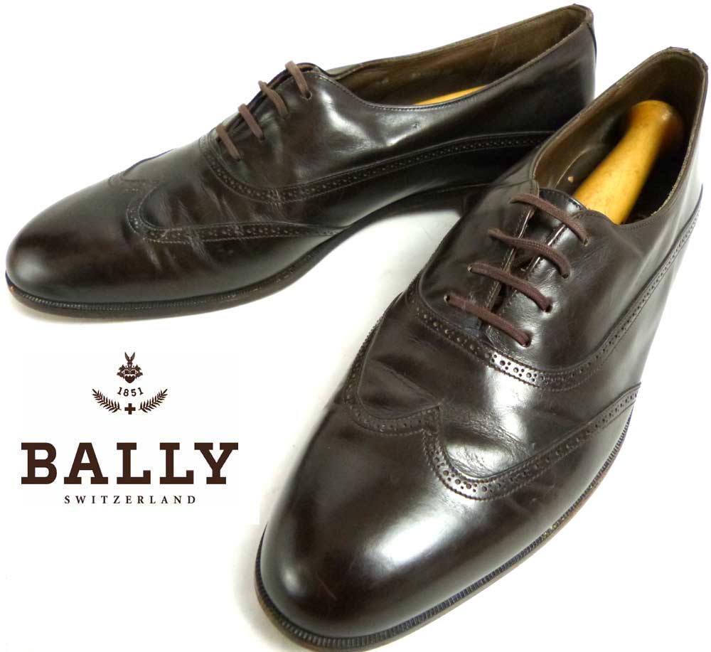 スイス製 BALLY バリー ウイングチップシューズ 9 1/2B(26.5-27cm相当