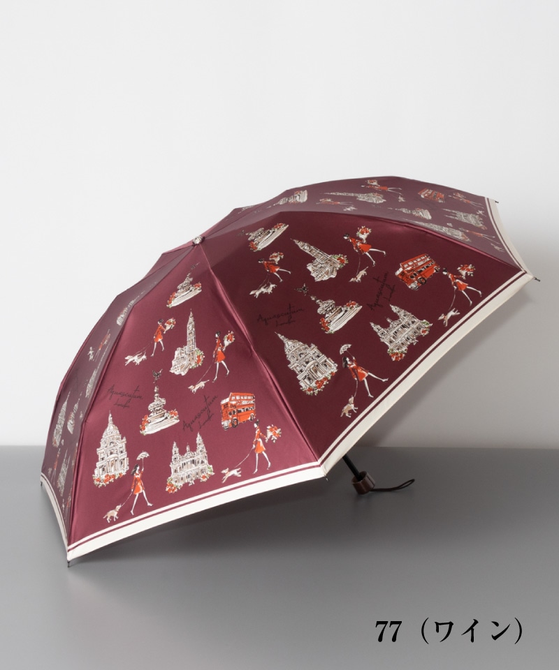 Aquascutum（アクアスキュータム）】ロンドンガール柄雨傘（折りたたみ
