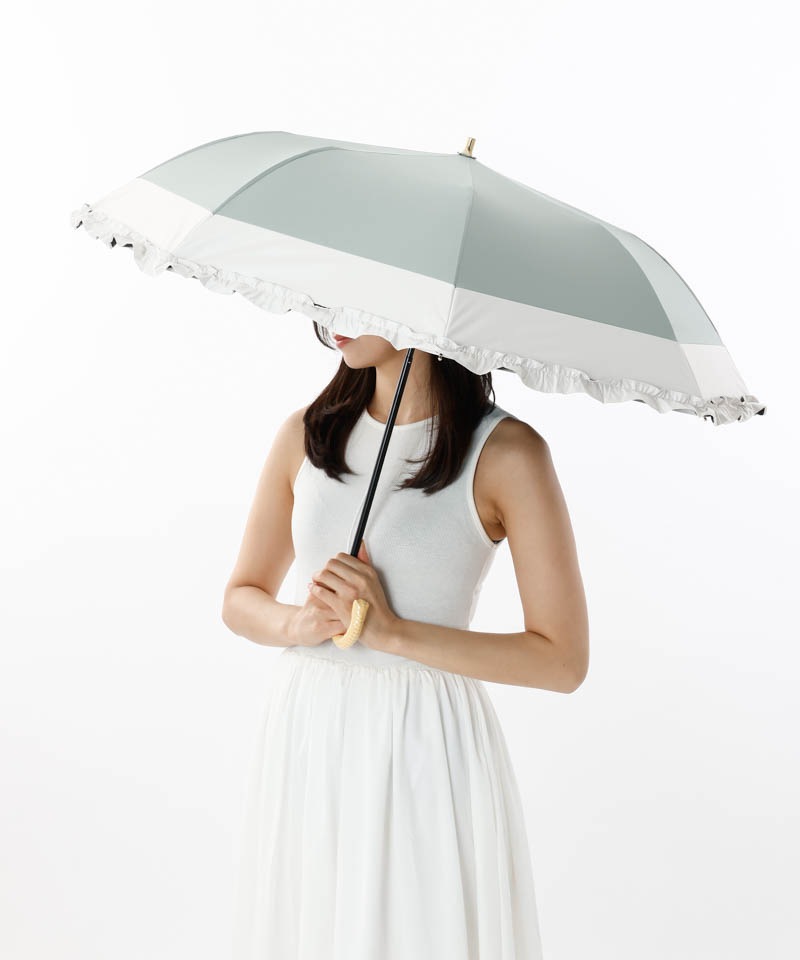 Beaurance （ビューランス）】バイカラーフリル晴雨兼用パラソル