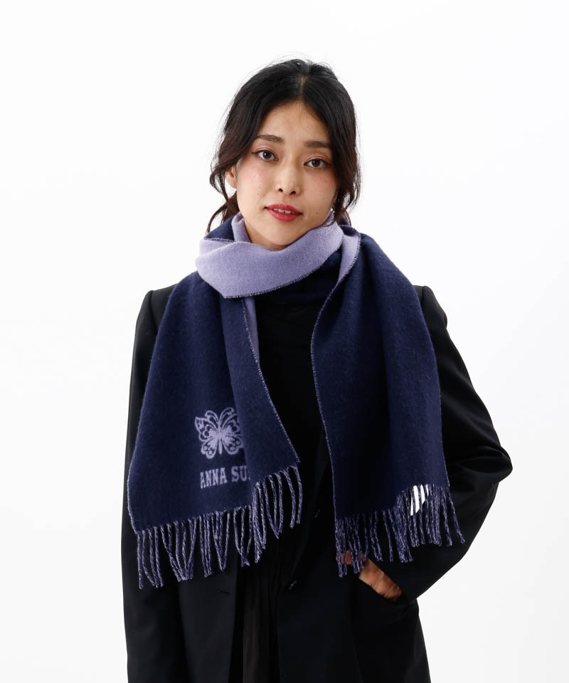ANNA SUI（アナ スイ）】ウールリバーシブルマフラーALL｜オーロラ