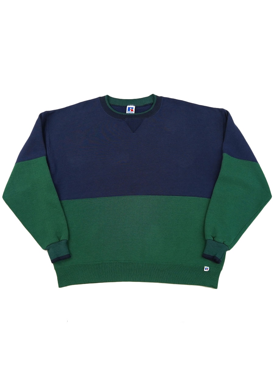 90's RUSSELL ATHLETIC 前V バイカラー 無地スウェット 表記(XXL) USA