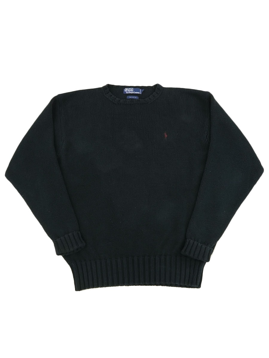 ラルフローレン ポニーマーク ワンポイント コットンニット 表記(L) 黒