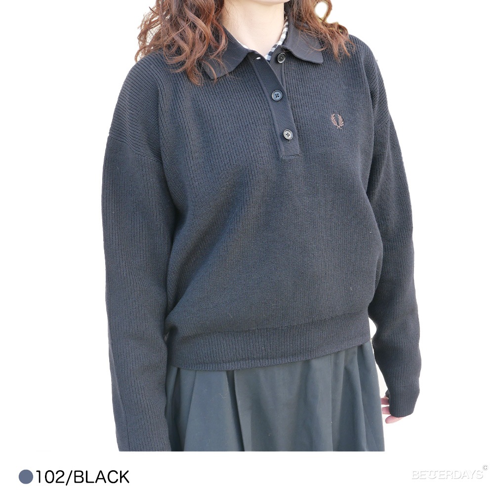ニットポロ フレッドペリー トップス ポロシャツ 長袖 KNITTED SHIRT