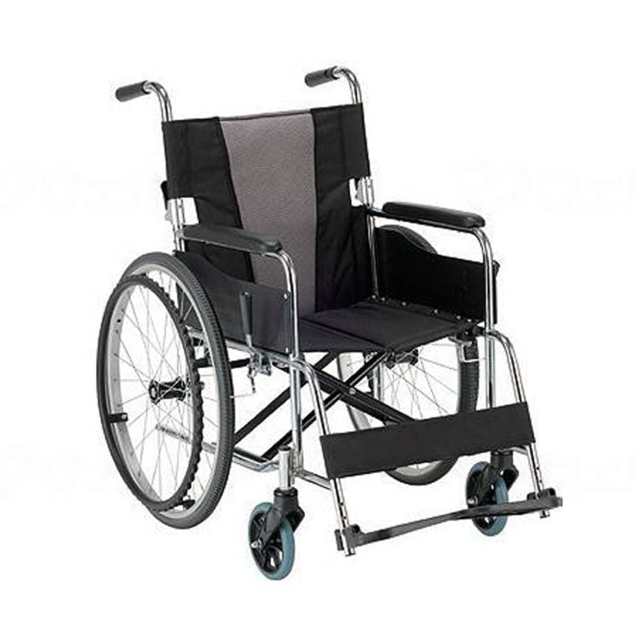 自走式スチール製車椅子EX-11KGS 背折れ 座幅42cm ノーパンクタイヤ