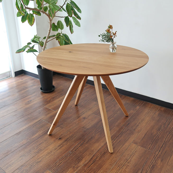 送料無料】90cm 丸テーブル｜オーク無垢材使用｜ダイニングテーブル