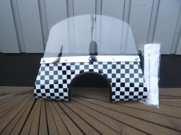 Vespa 50 100 ベスパ 黒白 チェッカー 風防 スクリーン | スクーター