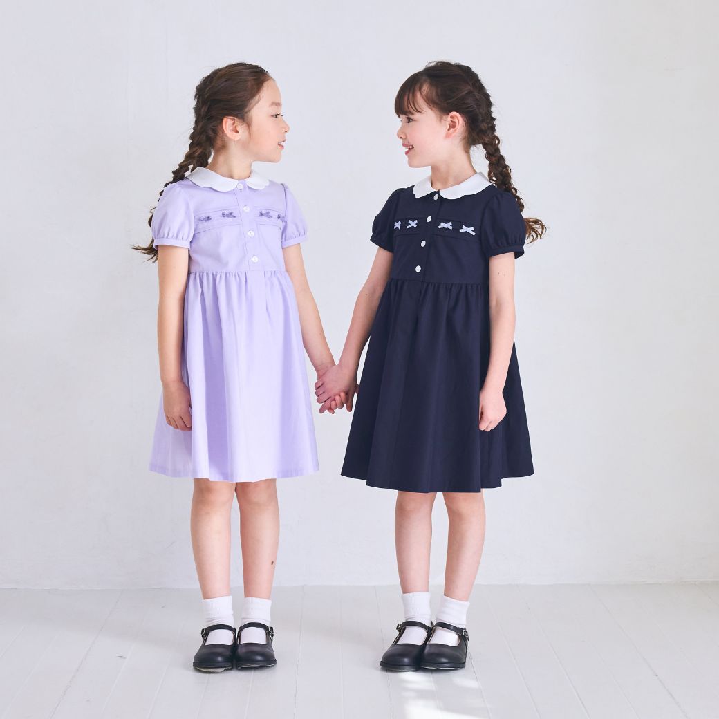 スカラップミニリボンワンピース 80 90 100 110 120 130 140cm (2536