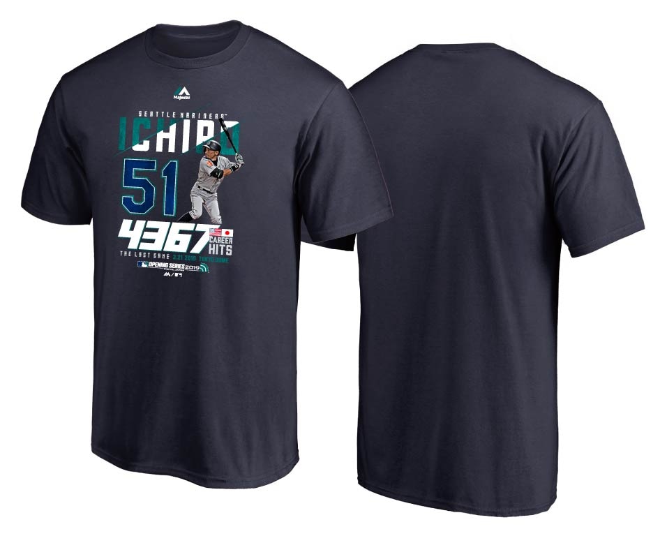 イチロー 引退記念Tシャツ シアトル・マリナーズ カラーは3色 送料無料