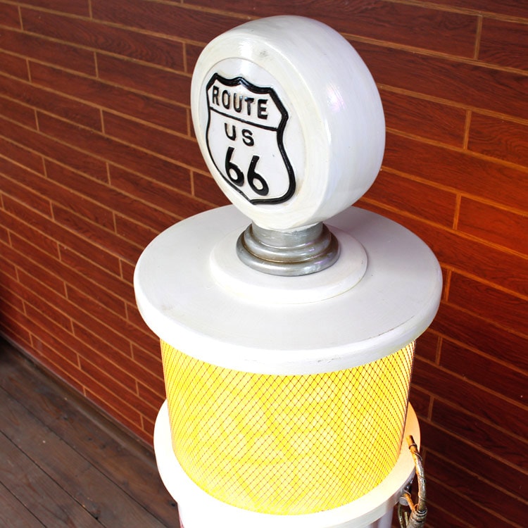 インテリア ガスポンプ丸型 大型キャビネット Route 66 ホワイト