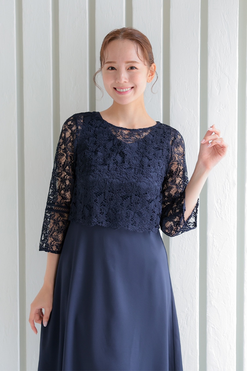 ボレロセット2WAY Aラインドレス ネイビー｜結婚式のパーティードレス