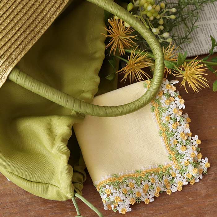 完売】 近沢レース店 タオルハンカチ カモミール イエロー シーズン