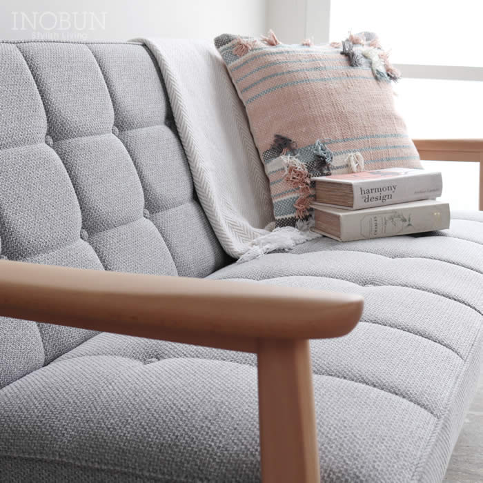 カリモク60 Kチェア 2シーター ミストグレー ピュアビーチ 【店舗取扱有】