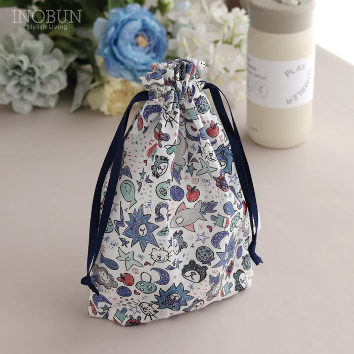 リバティ LIBERTY 巾着 Odette オデット ブルー コップ袋 日本製
