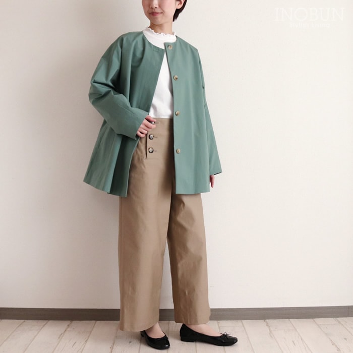 再入荷予定なし】イノブン別注 Crespi 裏リバティ ハーフコート ブルー