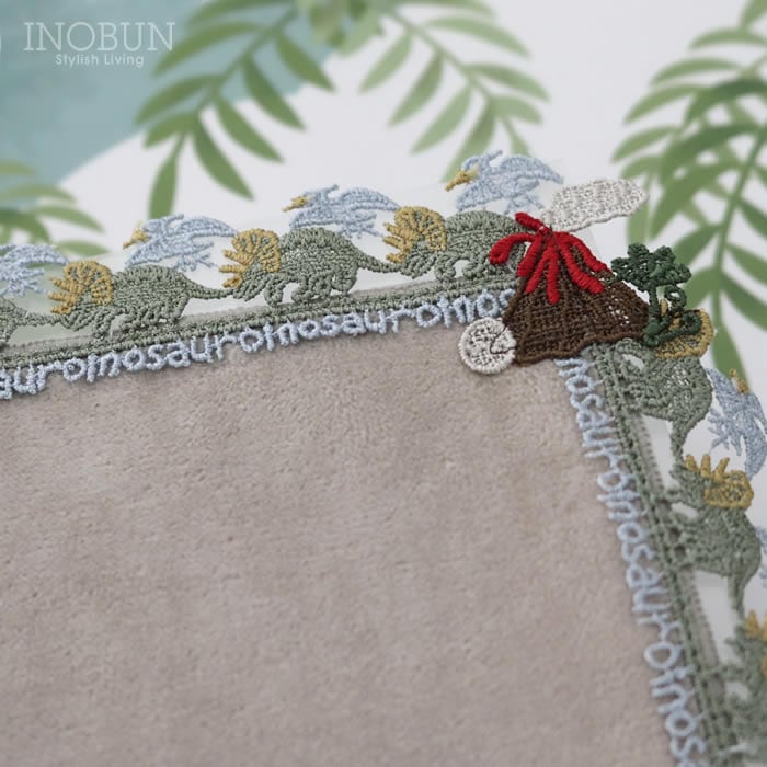 完売】近沢レース店 恐竜 グレージュ 10月 シーズンタオルハンカチ