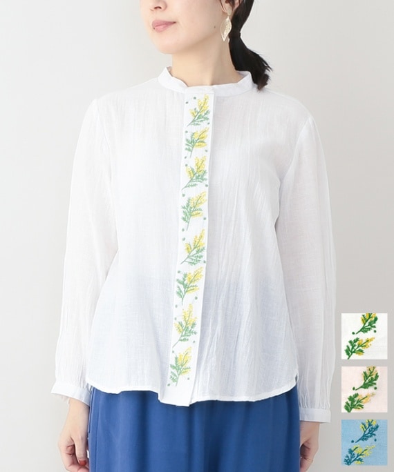 40%OFF】ミモザ刺繍コットンリネンブラウス｜KANKAN ONLINE SHOP【公式】