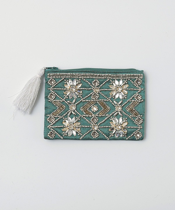 ビーズ刺繍ポーチ 15×10cm （2カラー）｜KANKAN ONLINE SHOP【公式】