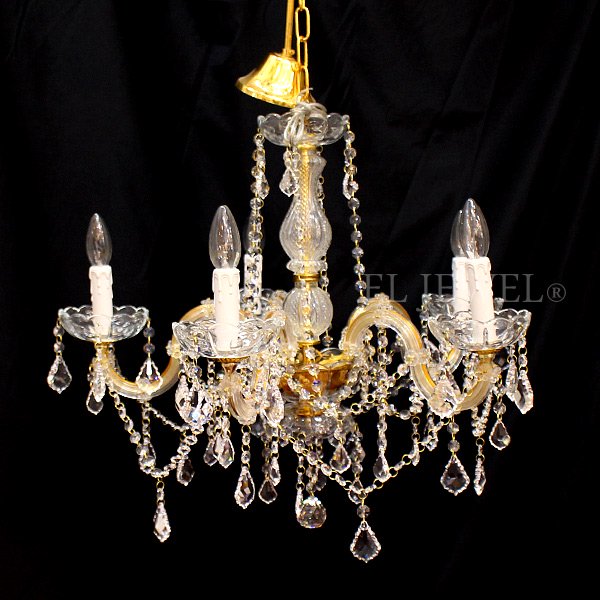 マリアテレジア型クリスタルシャンデリア 5灯 ゴールドorクローム(W530