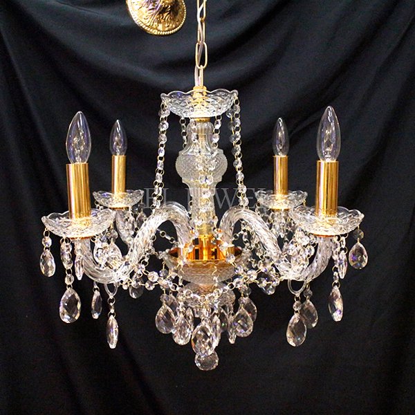 クリスタル装飾の4灯シャンデリア 在庫有！】【LA LUCE】直付けタイプ