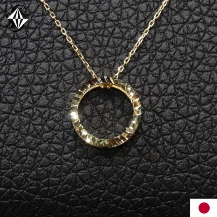 K18 ネックレス ペンダント ドラゴンスキンカット 丸型 ラウンド