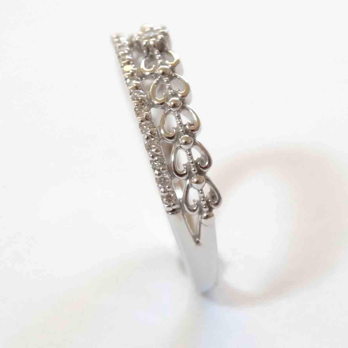 K18 ダイヤモンド リング リボン デザイン 0.1ct ホワイトゴールド WG