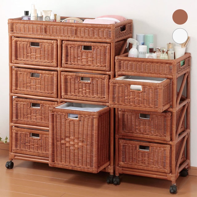 天然籐ランドリーチェスト ワイド 4段｜ファミリー・ライフ公式通販