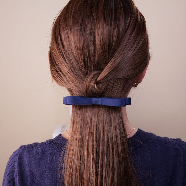 スモール クチュール ボウ バレッタ (ネイビー) | フランスラックス