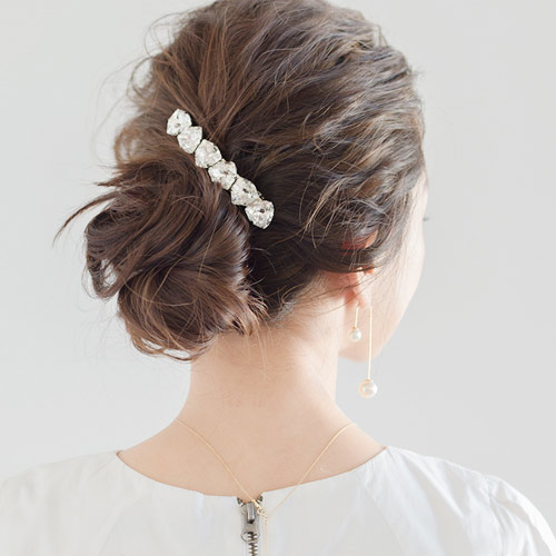 クリスタル ティアドロップ バレッタ (クリスタル/シルバー